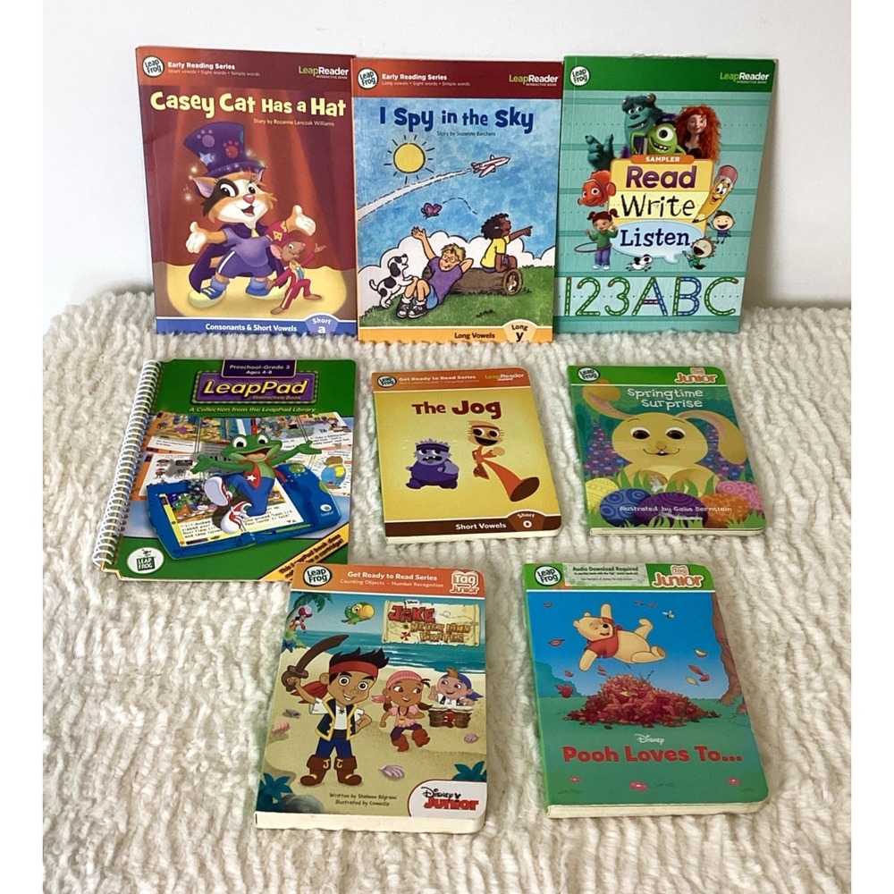 Lot‎ of 8 Leap Frog Tag Junior Reader Books Leap Pad + Math Circus DVD - NO PEN